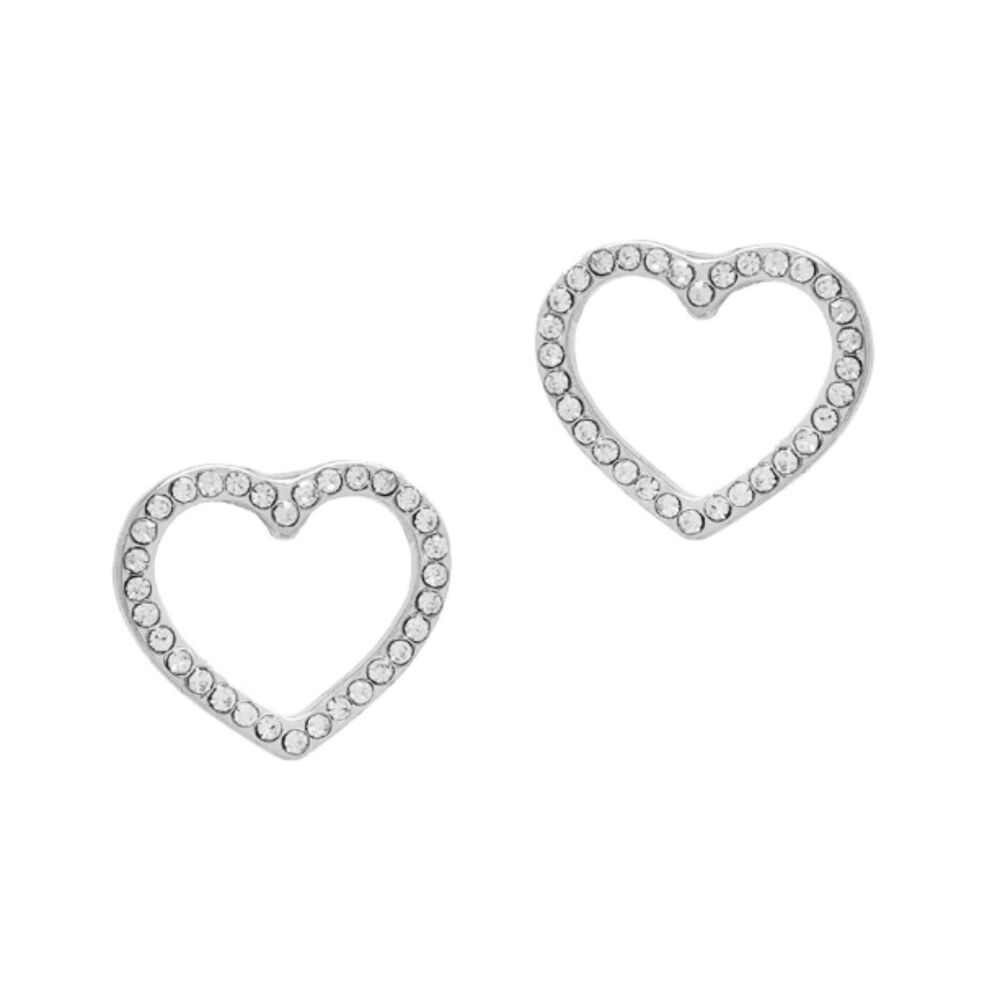 Silver Clear Heart Pave Stud Earrings Sparkling Crystal Accent, Elegant …
